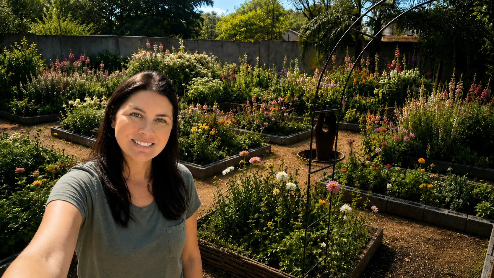 Melanie-Fern Smit in the garden at Fern & Wild